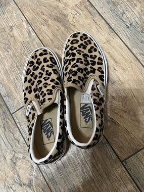 Vans Leopard Print Slip-On in Tan and Black
